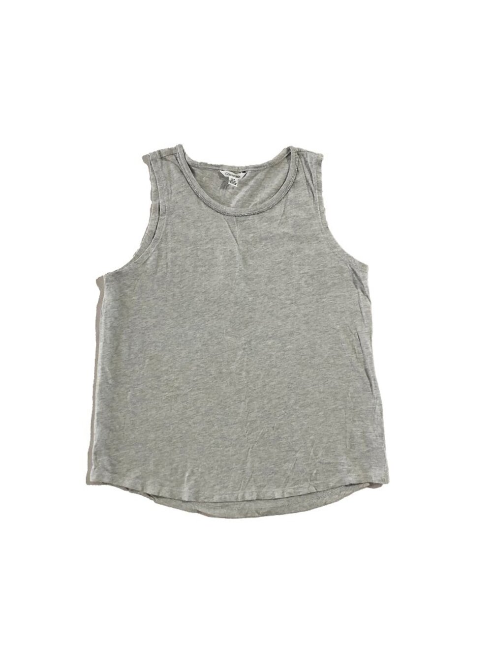 Calvin Klein Tank Top Womens S Gray Metallic Thread Trim Along The Crew Neckline